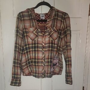 Harley Davidson Plaid Snap-Up Long-Sleeve Shirt with Classic Embroidered Detail